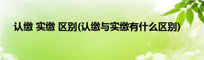 认缴 实缴 区别(认缴与实缴有什么区别)