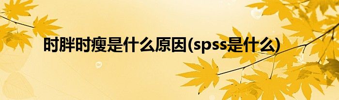 时胖时瘦是什么原因(spss是什么)