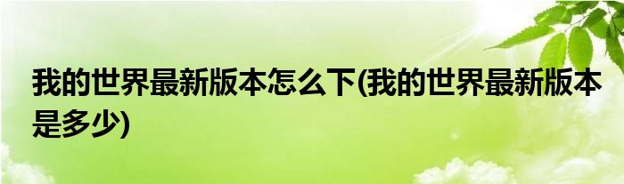 我的世界最新版本怎么下(我的世界最新版本是多少)