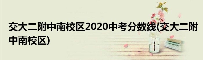 交大二附中南校区2020中考分数线(交大二附中南校区)