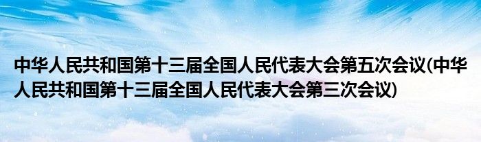 中华人民共和国第十三届全国人民代表大会第五次会议(中华人民共和国第十三届全国人民代表大会第三次会议)