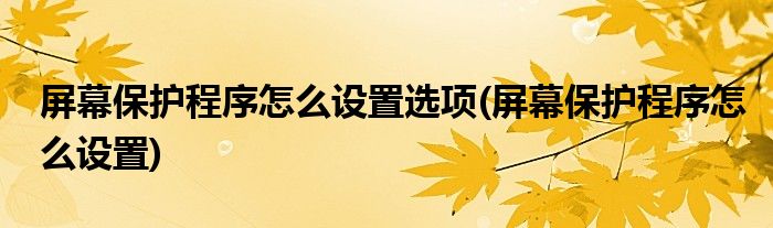 屏幕保护程序怎么设置选项(屏幕保护程序怎么设置)