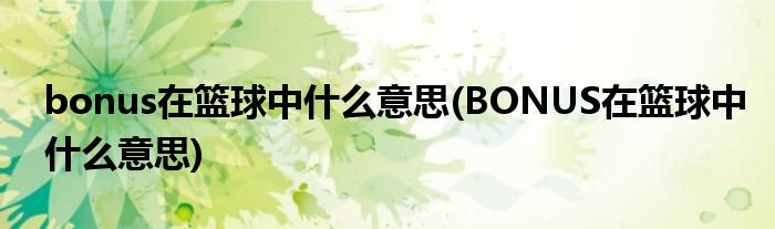 bonus在篮球中什么意思(BONUS在篮球中什么意思)