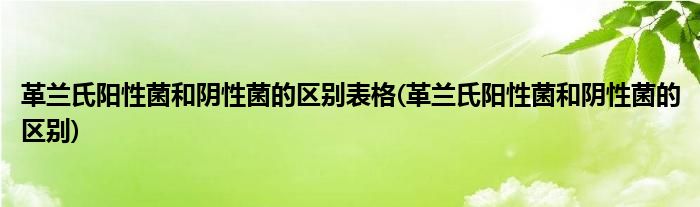 革兰氏阳性菌和阴性菌的区别表格(革兰氏阳性菌和阴性菌的区别)