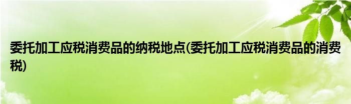 委托加工应税消费品的纳税地点(委托加工应税消费品的消费税)