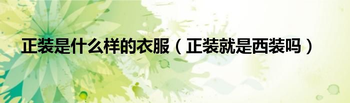 正装是什么样的衣服（正装就是西装吗）