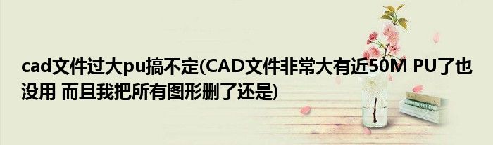 cad文件过大pu搞不定(CAD文件非常大有近50M PU了也没用 而且我把所有图形删了还是)