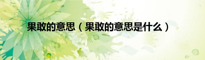 果敢的意思（果敢的意思是什么）