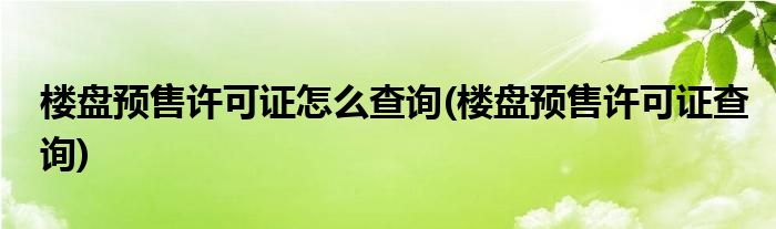 楼盘预售许可证怎么查询(楼盘预售许可证查询)