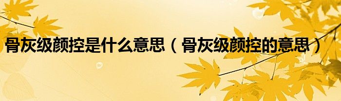 骨灰级颜控是什么意思（骨灰级颜控的意思）