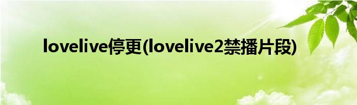 lovelive停更(lovelive2禁播片段)