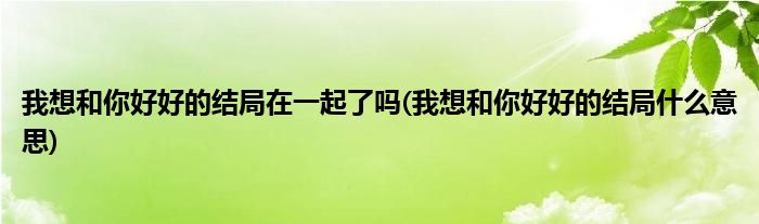 我想和你好好的结局在一起了吗(我想和你好好的结局什么意思)