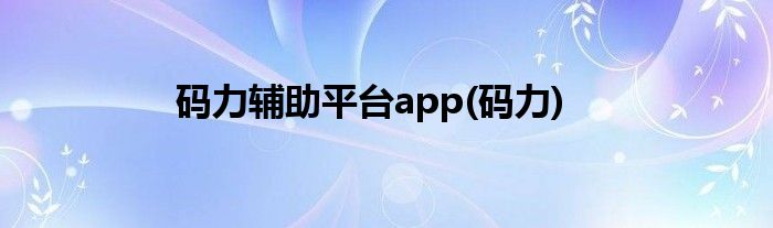 码力辅助平台app(码力)