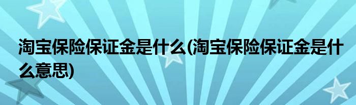 淘宝保险保证金是什么(淘宝保险保证金是什么意思)