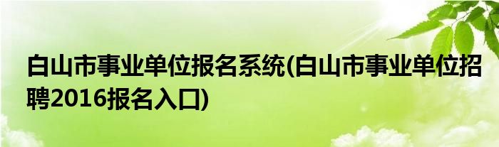 白山市事业单位报名系统(白山市事业单位招聘2016报名入口)