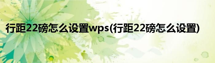 行距22磅怎么设置wps(行距22磅怎么设置)