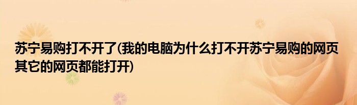 苏宁易购打不开了(我的电脑为什么打不开苏宁易购的网页 其它的网页都能打开)