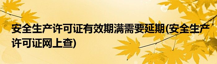 安全生产许可证有效期满需要延期(安全生产许可证网上查)