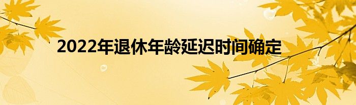 2022年退休年龄延迟时间确定