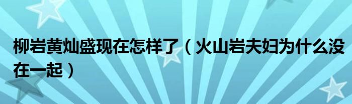 柳岩黄灿盛现在怎样了（火山岩夫妇为什么没在一起）