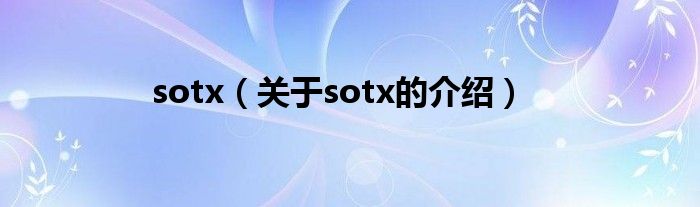 sotx（关于sotx的介绍）