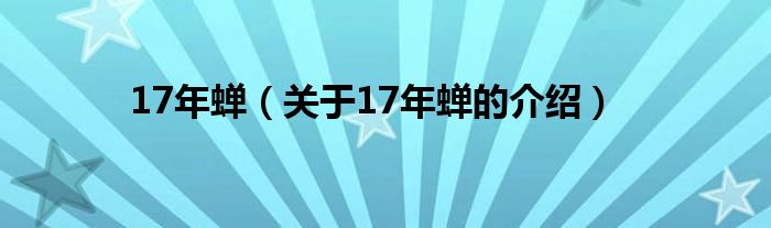 17年蝉（关于17年蝉的介绍）