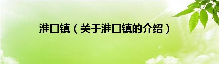 淮口镇（关于淮口镇的介绍）