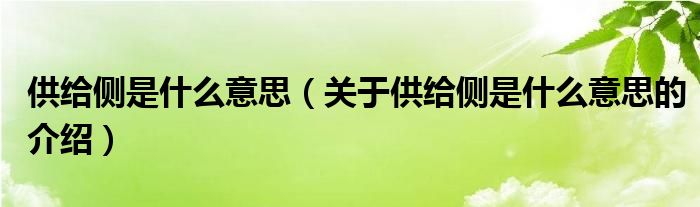 供给侧是什么意思（关于供给侧是什么意思的介绍）