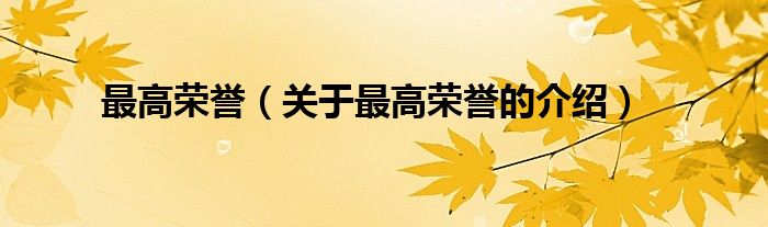 最高荣誉（关于最高荣誉的介绍）