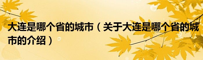 大连是哪个省的城市（关于大连是哪个省的城市的介绍）