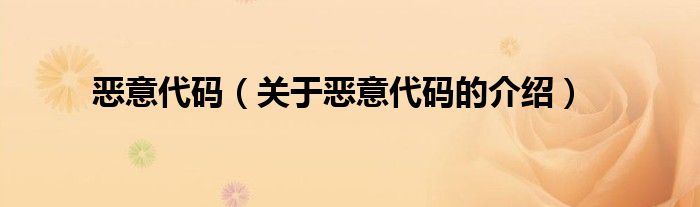 恶意代码（关于恶意代码的介绍）