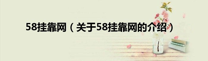 58挂靠网（关于58挂靠网的介绍）