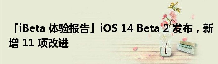 「iBeta 体验报告」iOS 14 Beta 2 发布，新增 11 项改进