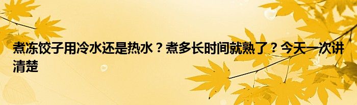 煮冻饺子用冷水还是热水？煮多长时间就熟了？今天一次讲清楚