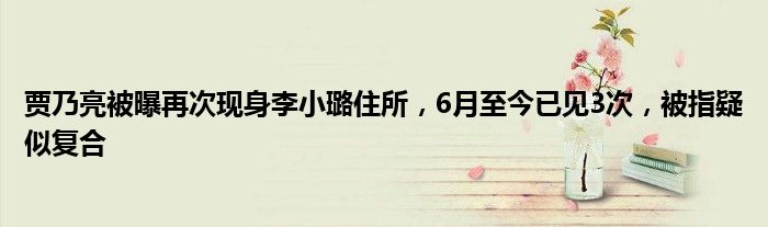 贾乃亮被曝再次现身李小璐住所，6月至今已见3次，被指疑似复合