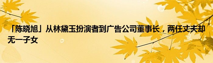 「陈晓旭」从林黛玉扮演者到广告公司董事长，两任丈夫却无一子女