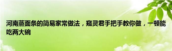 河南蒸面条的简易家常做法，窥灵君手把手教你做，一顿能吃两大碗