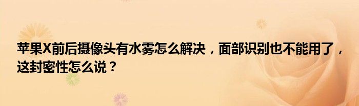 苹果X前后摄像头有水雾怎么解决，面部识别也不能用了，这封密性怎么说？