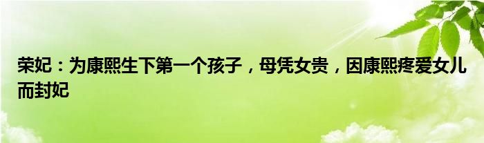 荣妃：为康熙生下第一个孩子，母凭女贵，因康熙疼爱女儿而封妃