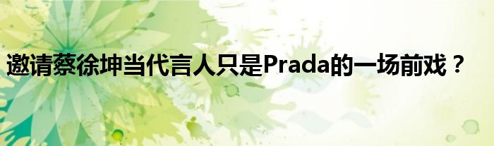 邀请蔡徐坤当代言人只是Prada的一场前戏？