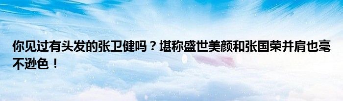 你见过有头发的张卫健吗？堪称盛世美颜和张国荣并肩也毫不逊色！