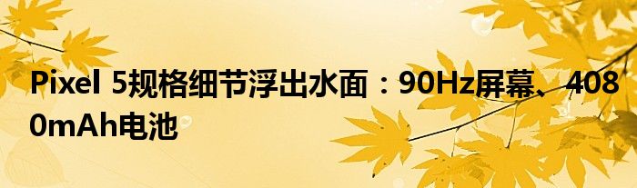 Pixel 5规格细节浮出水面：90Hz屏幕、4080mAh电池