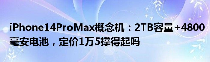 iPhone14ProMax概念机：2TB容量+4800毫安电池，定价1万5撑得起吗