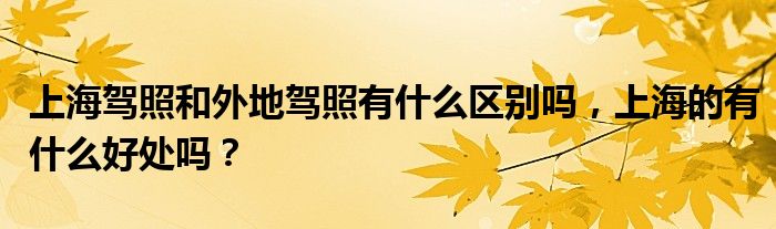 上海驾照和外地驾照有什么区别吗，上海的有什么好处吗？