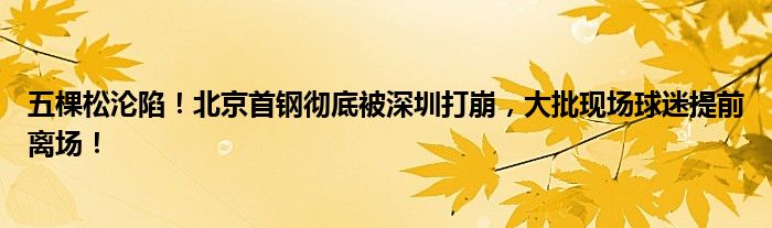 五棵松沦陷！北京首钢彻底被深圳打崩，大批现场球迷提前离场！