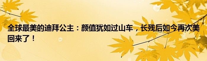 全球最美的迪拜公主：颜值犹如过山车，长残后如今再次美回来了！