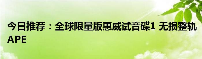 今日推荐：全球限量版惠威试音碟1 无损整轨APE