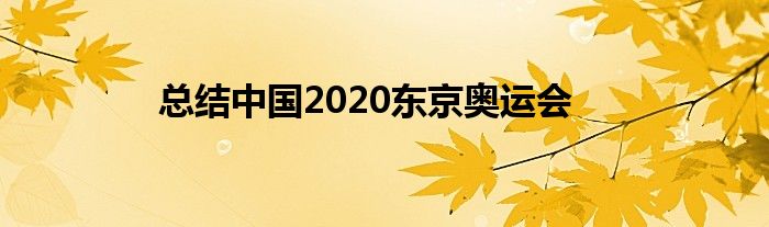 总结中国2020东京奥运会