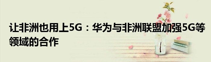 让非洲也用上5G：华为与非洲联盟加强5G等领域的合作