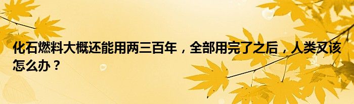 化石燃料大概还能用两三百年，全部用完了之后，人类又该怎么办？